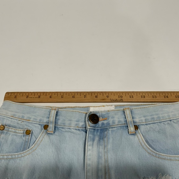 ONE Teaspoon Sz 28 Outlaws Low Waist Curved Raw Hem Jean Shorts - Picture 7 of 8